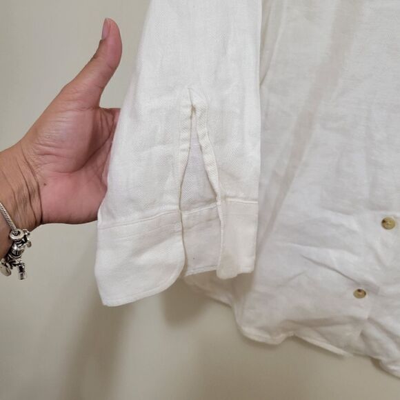Lauren Ralph Lauren Womens Button Down Collared Linen Tan Size L - Picture 4 of 8